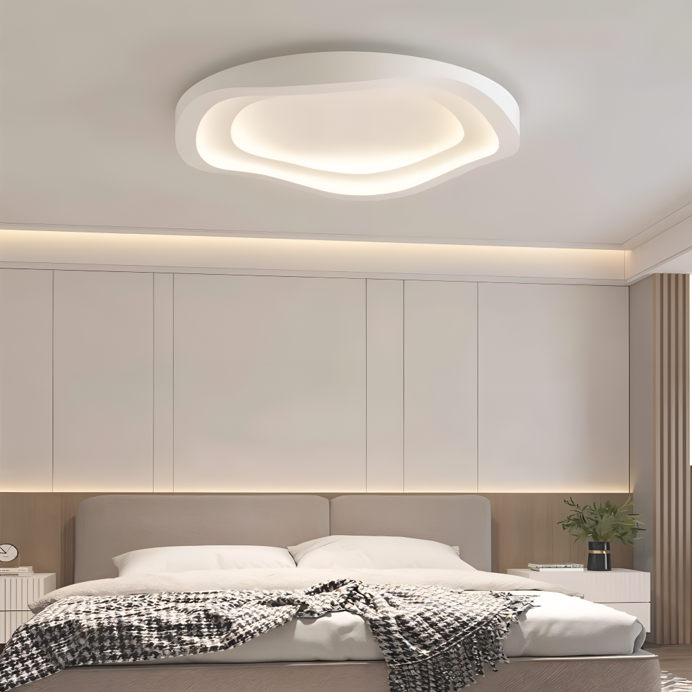 Lumivara Plafonnier – Plafonnier LED Blanc Dimmable avec Design Minimaliste Courbé