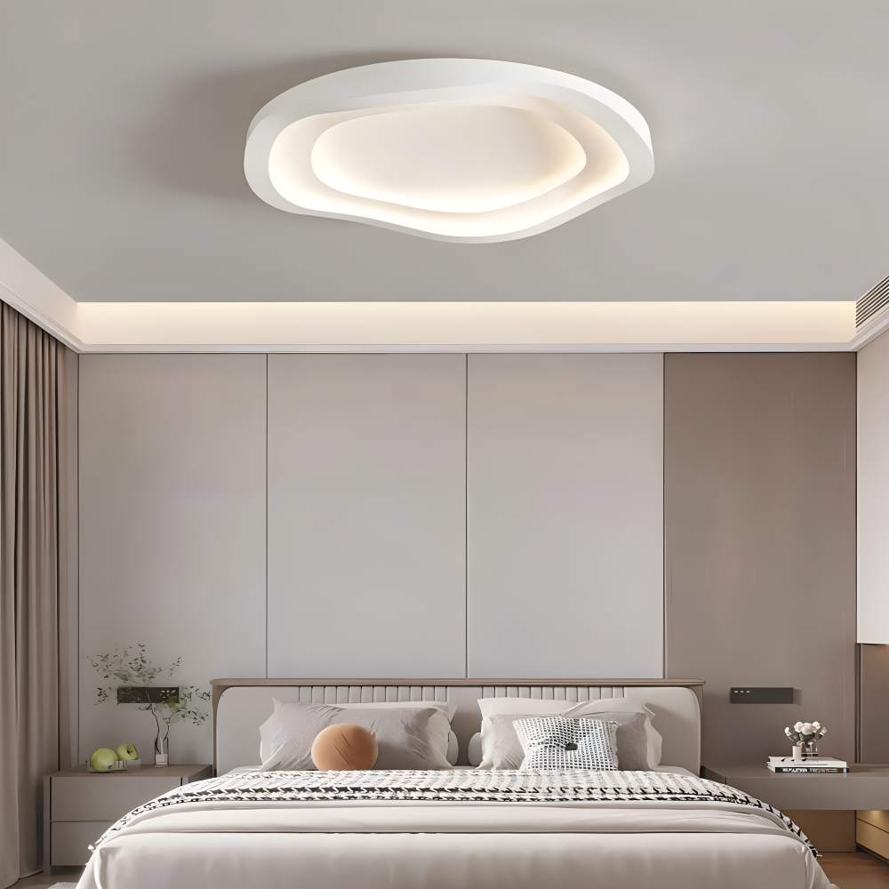 Lumivara Plafonnier – Plafonnier LED Blanc Dimmable avec Design Minimaliste Courbé