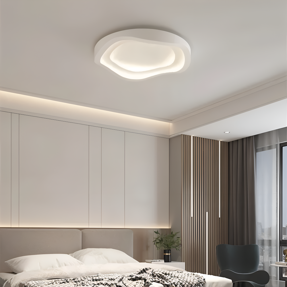 Lumivara Plafonnier – Plafonnier LED Blanc Dimmable avec Design Minimaliste Courbé