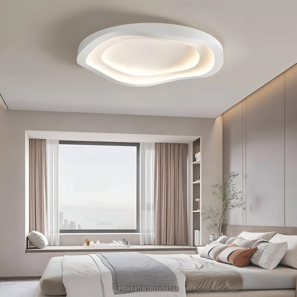 Lumivara Plafonnier – Plafonnier LED Blanc Dimmable avec Design Minimaliste Courbé