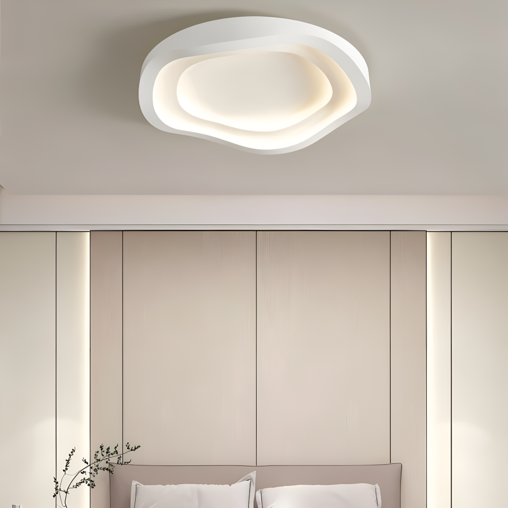Lumivara Plafonnier – Plafonnier LED Blanc Dimmable avec Design Minimaliste Courbé