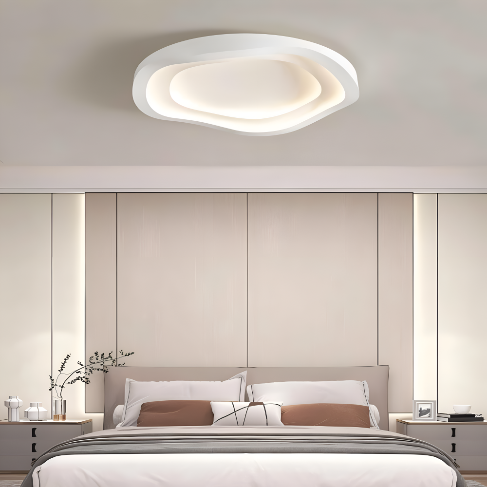 Lumivara Plafonnier – Plafonnier LED Blanc Dimmable avec Design Minimaliste Courbé