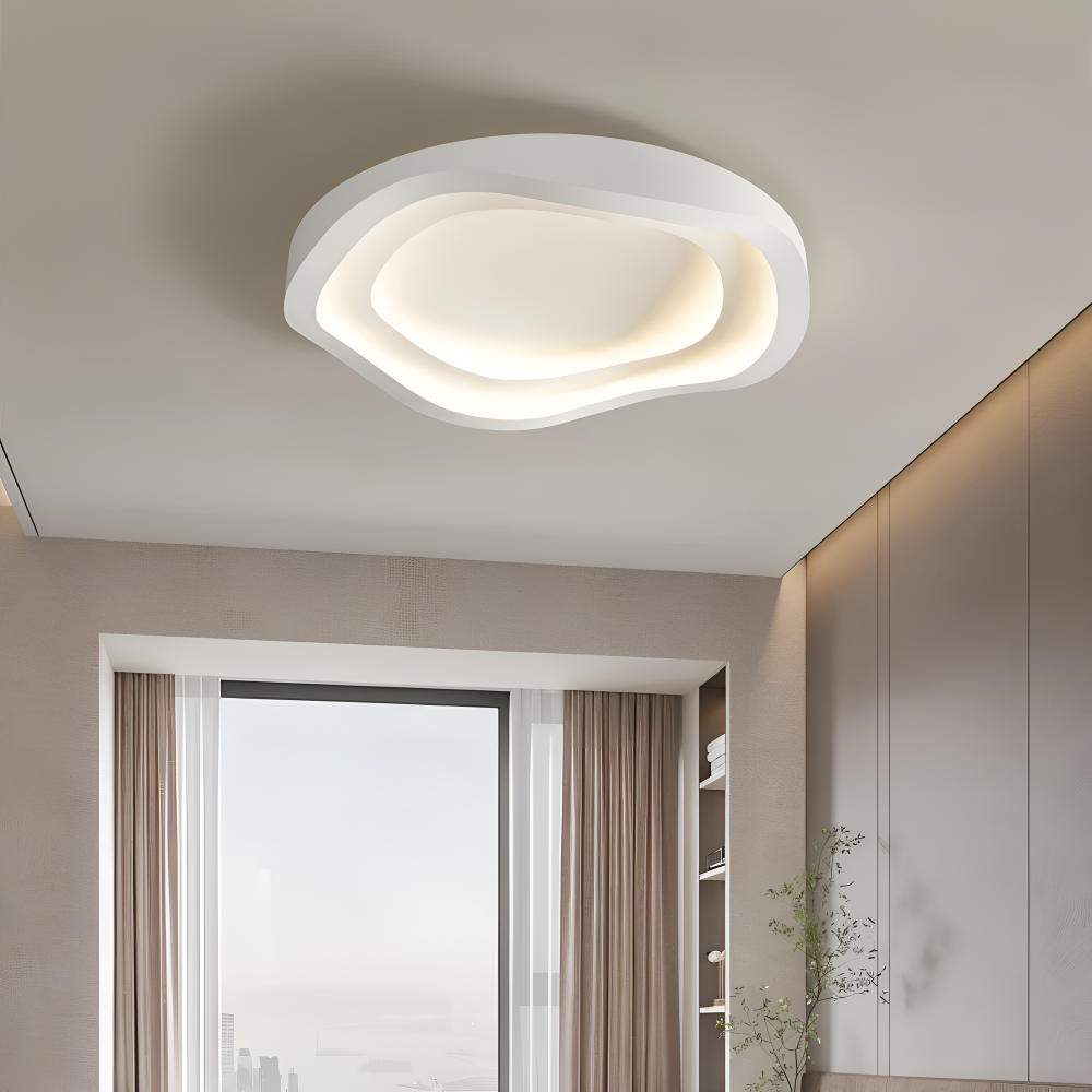 Lumivara Plafonnier – Plafonnier LED Blanc Dimmable avec Design Minimaliste Courbé