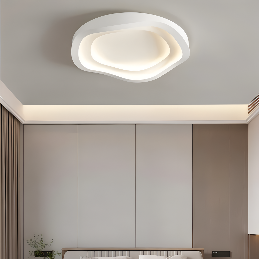 Lumivara Plafonnier – Plafonnier LED Blanc Dimmable avec Design Minimaliste Courbé