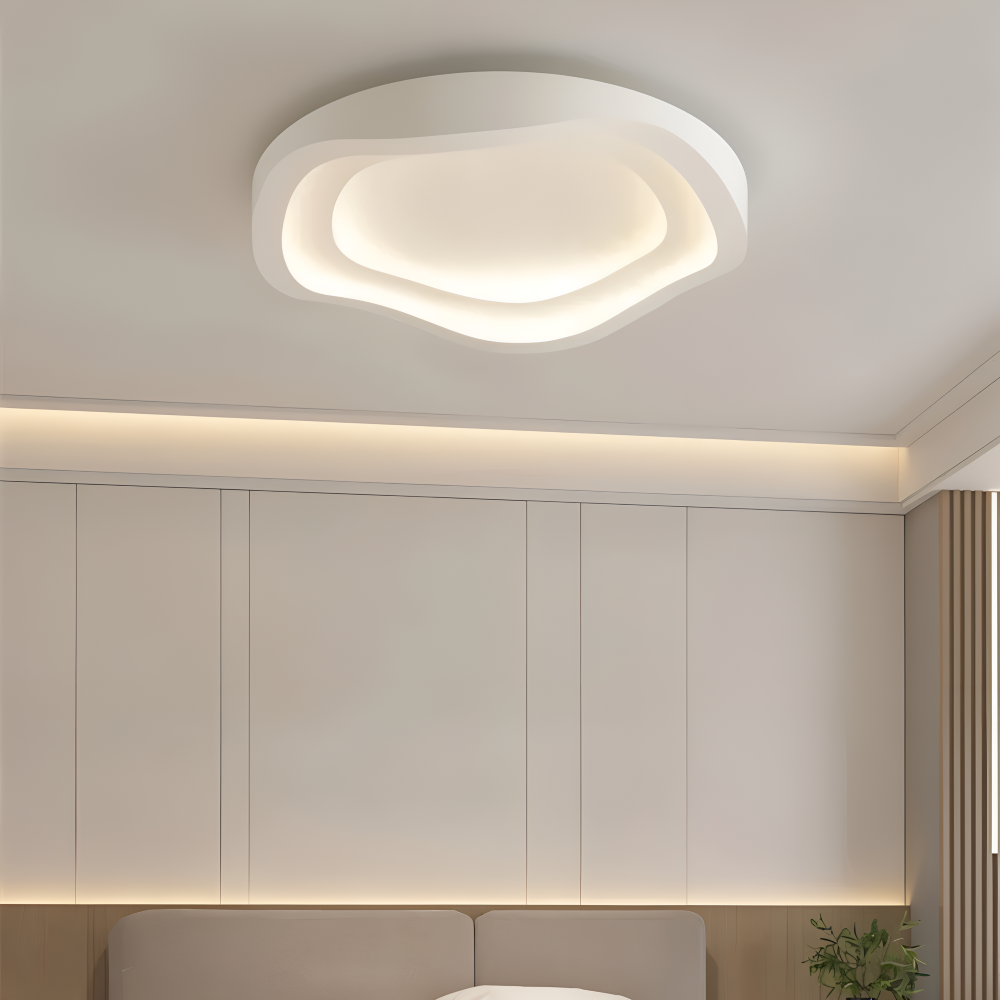 Lumivara Plafonnier – Plafonnier LED Blanc Dimmable avec Design Minimaliste Courbé