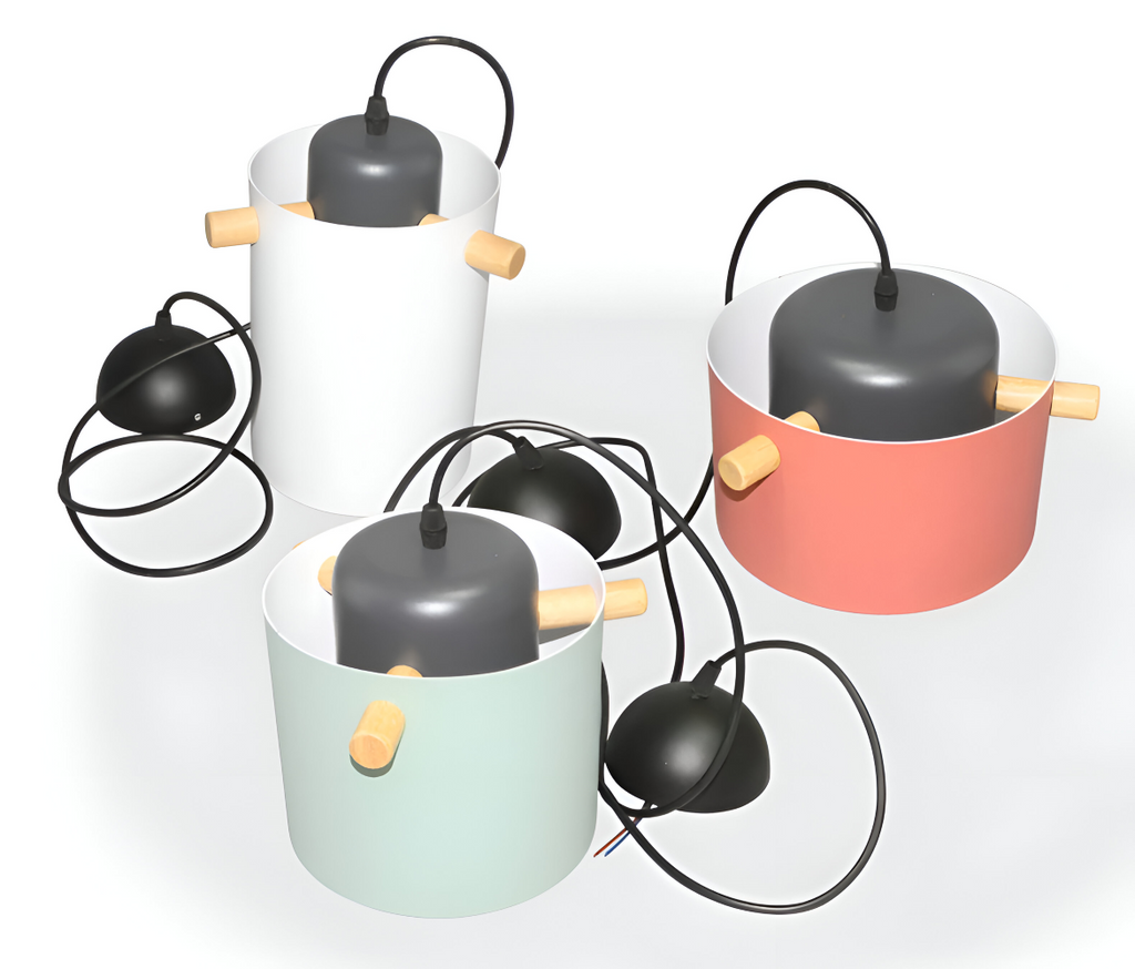 Suspension en bois et métal – design scandinave avec des couleurs