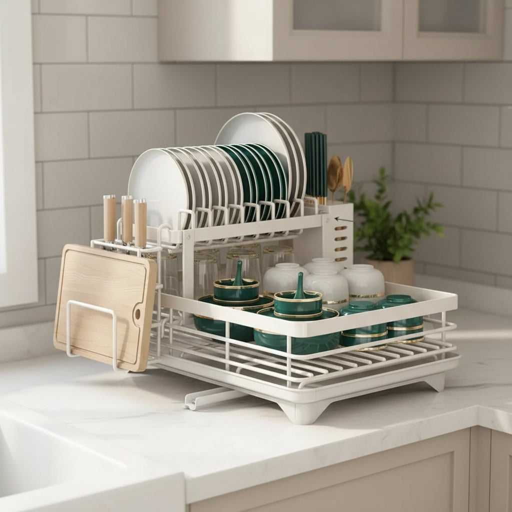 KITCHENFORM – Égouttoir pliable en acier inoxydable, design compact pour cuisines modernes