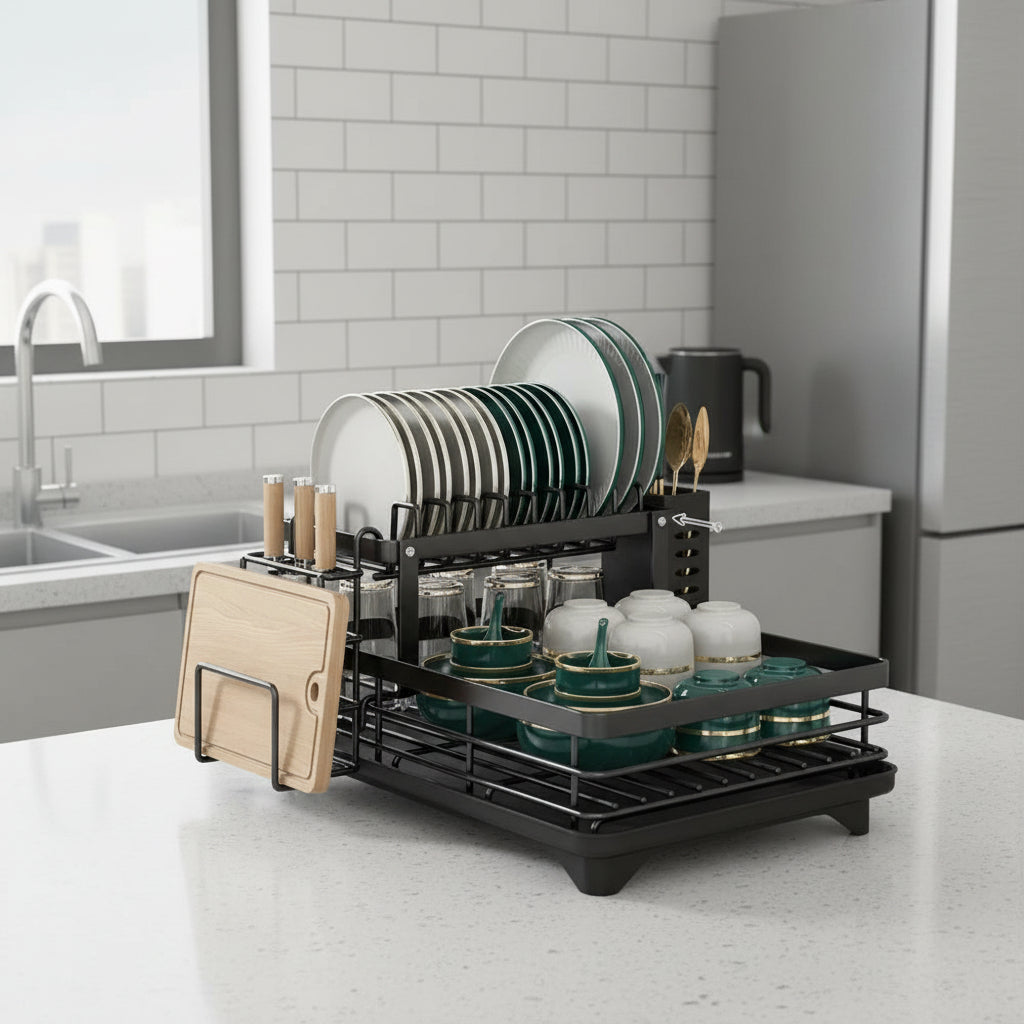 KITCHENFORM – Égouttoir pliable en acier inoxydable, design compact pour cuisines modernes