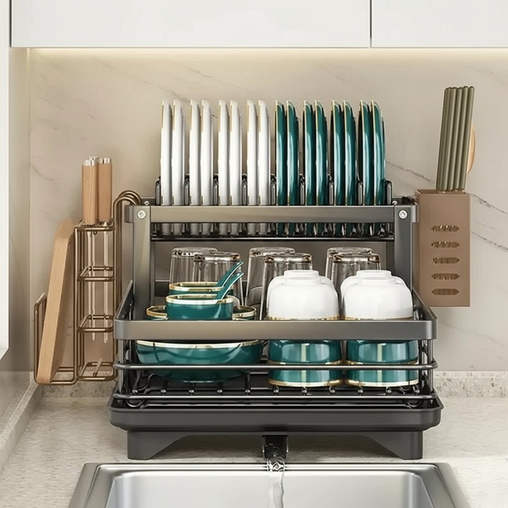 KITCHENFORM – Égouttoir pliable en acier inoxydable, design compact pour cuisines modernes
