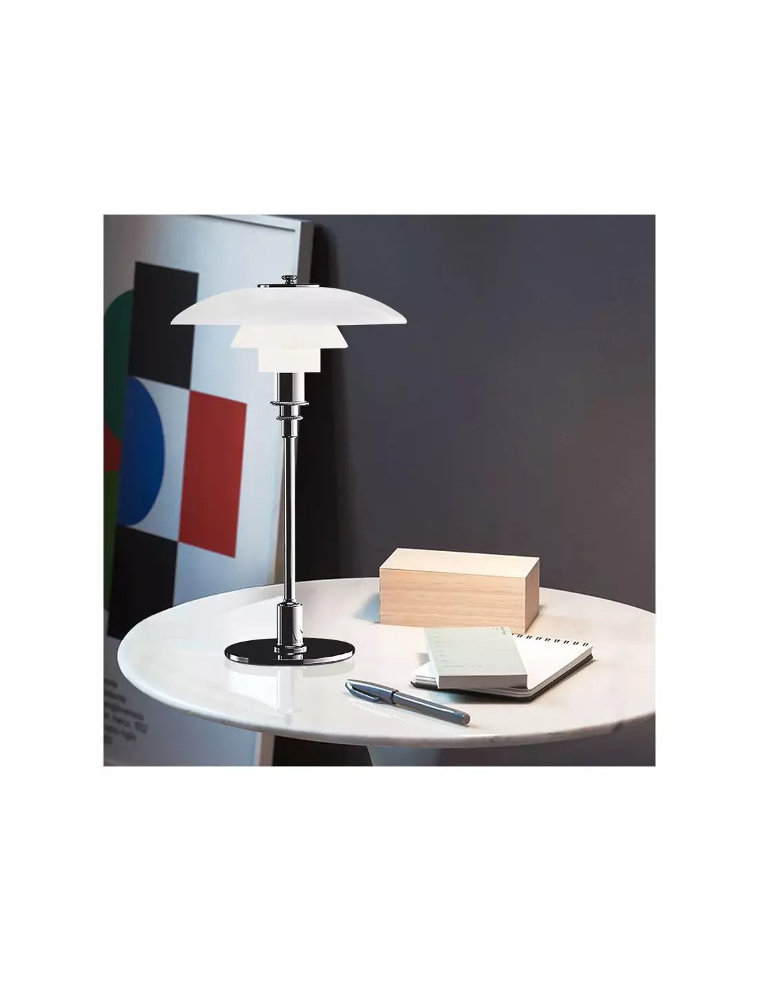 Lampe de table danoise en métal en forme de disque