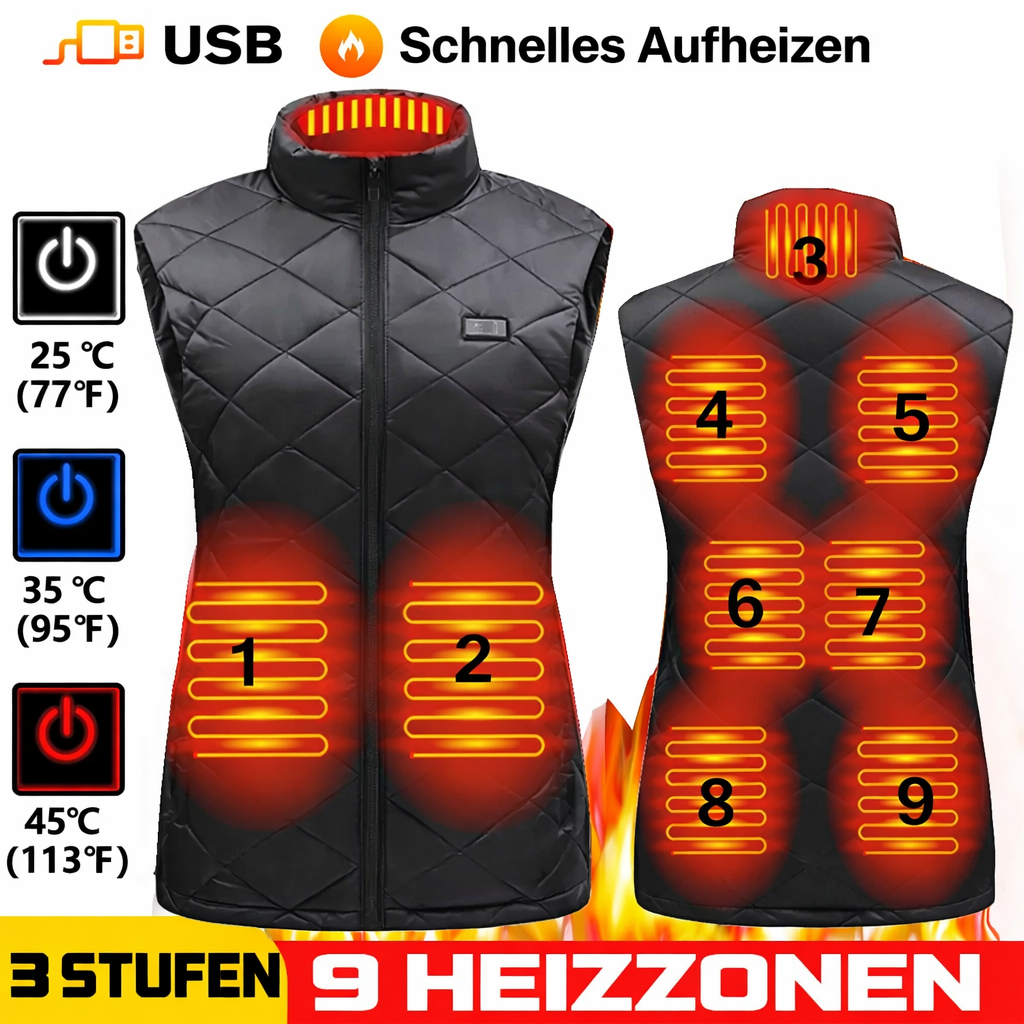 Gilet Chauffant Femme | Gilet USB Chauffé avec Technologie Infrarouge | Régulateur de Chaleur & Léger | Idéal pour l'Automne & l'Hiver | ThermaBelle
