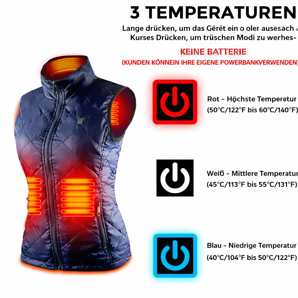 Gilet Chauffant Femme | Gilet USB Chauffé avec Technologie Infrarouge | Régulateur de Chaleur & Léger | Idéal pour l'Automne & l'Hiver | ThermaBelle