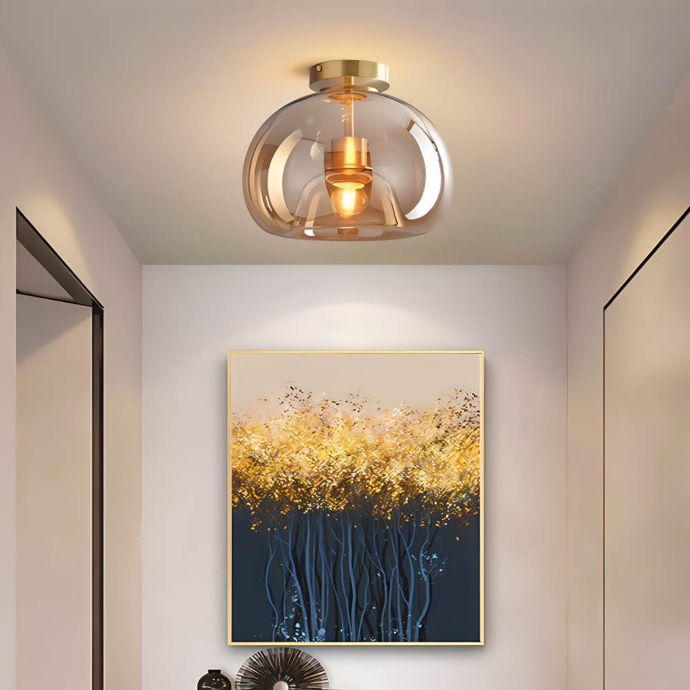 Plafonnier LED DecoRound en verre – noir et or – en 3 finitions