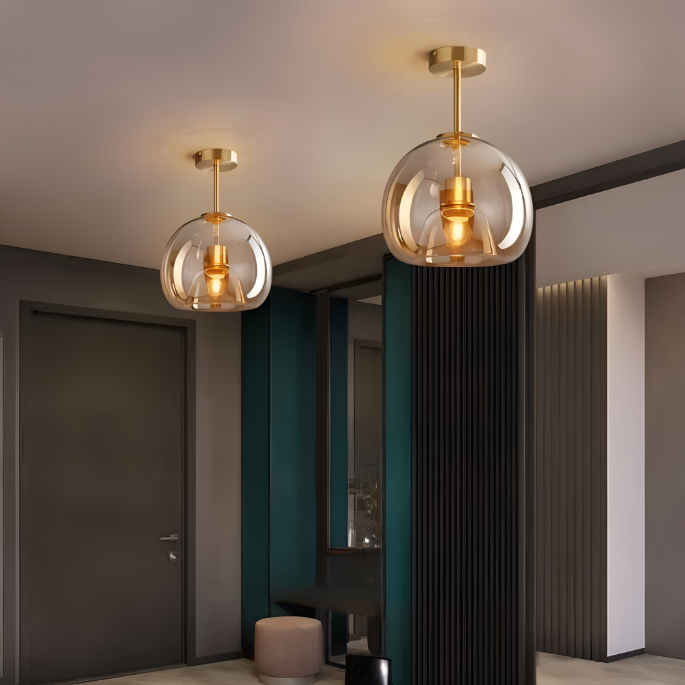 Plafonnier LED DecoRound en verre – noir et or – en 3 finitions