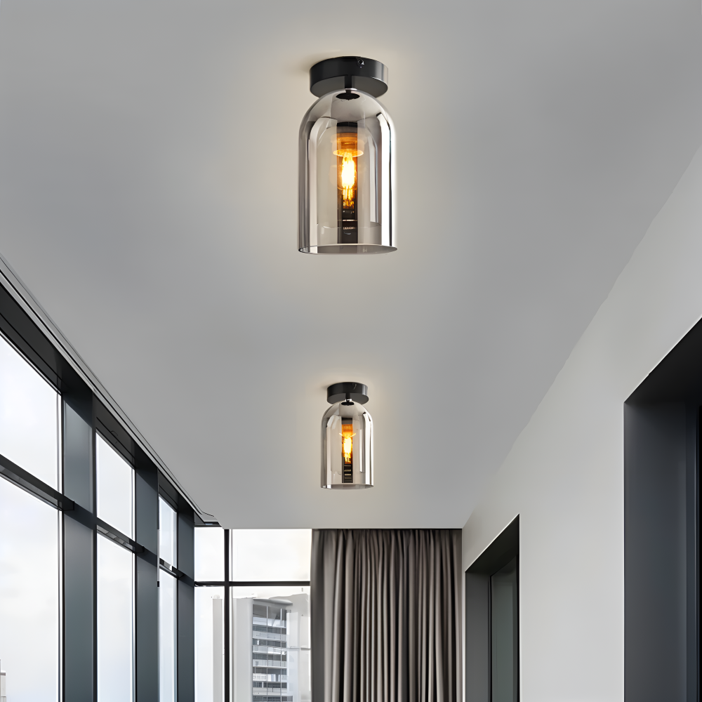 Plafonnier LED DecoRound en verre – noir et or – en 3 finitions