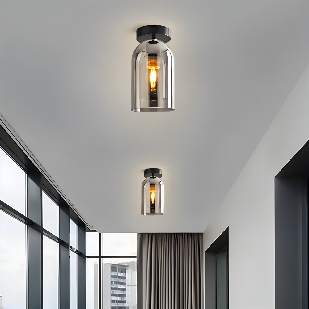 Plafonnier LED DecoRound en verre – noir et or – en 3 finitions