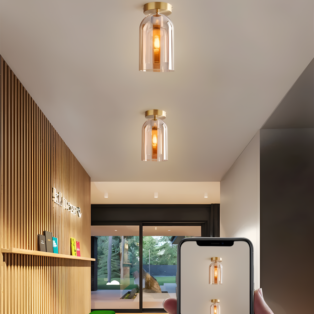 Plafonnier LED DecoRound en verre – noir et or – en 3 finitions
