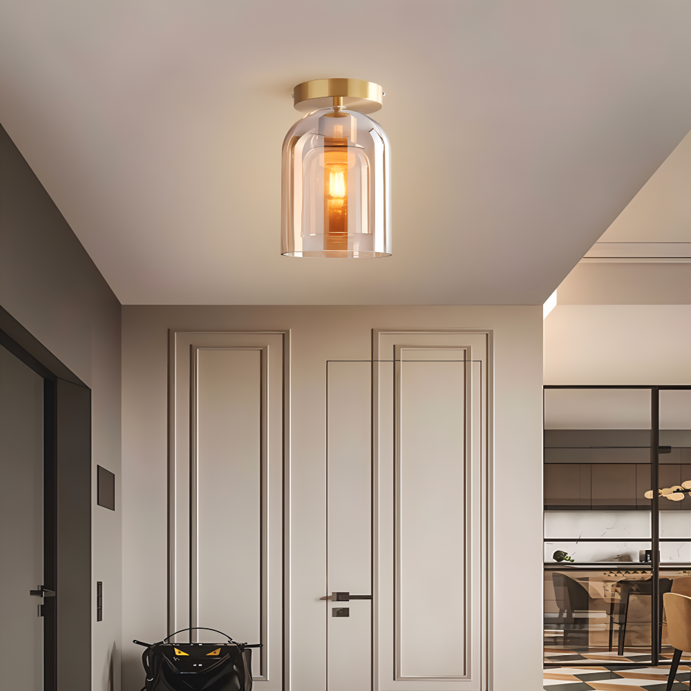 Plafonnier LED DecoRound en verre – noir et or – en 3 finitions