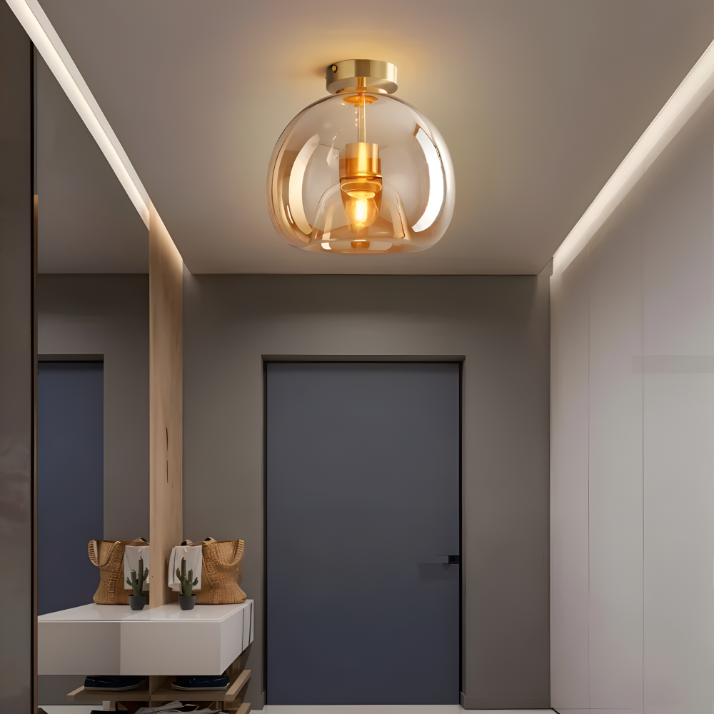 Plafonnier LED DecoRound en verre – noir et or – en 3 finitions
