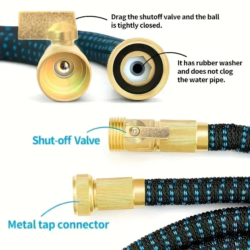 Tuyau de jardin extensible | Pistolet de pulvérisation haute pression | Protection contre les pliages en tricot | FlexiJet