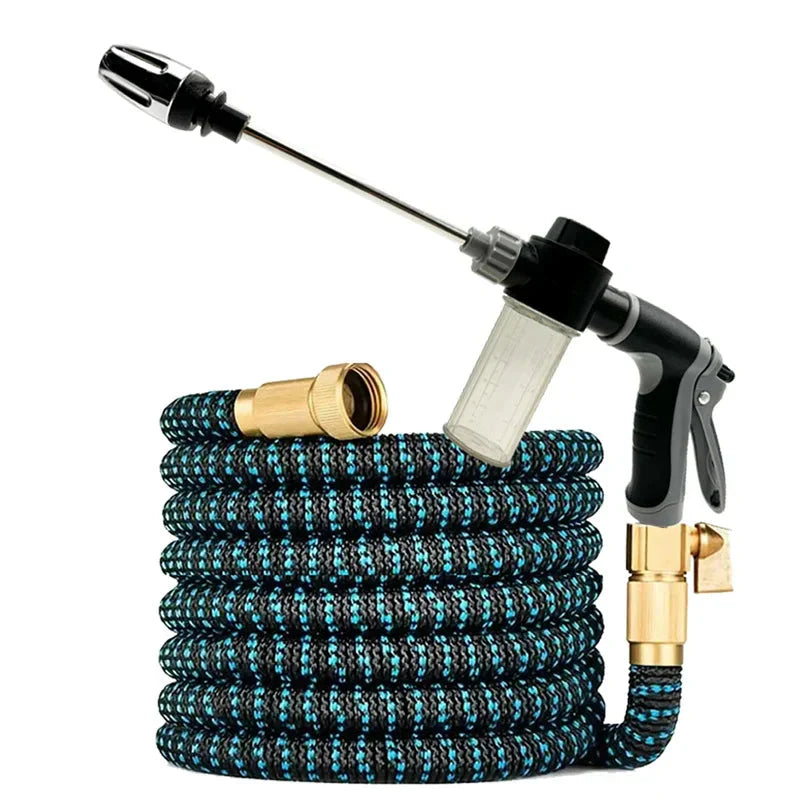 Tuyau de jardin extensible | Pistolet de pulvérisation haute pression | Protection contre les pliages en tricot | FlexiJet