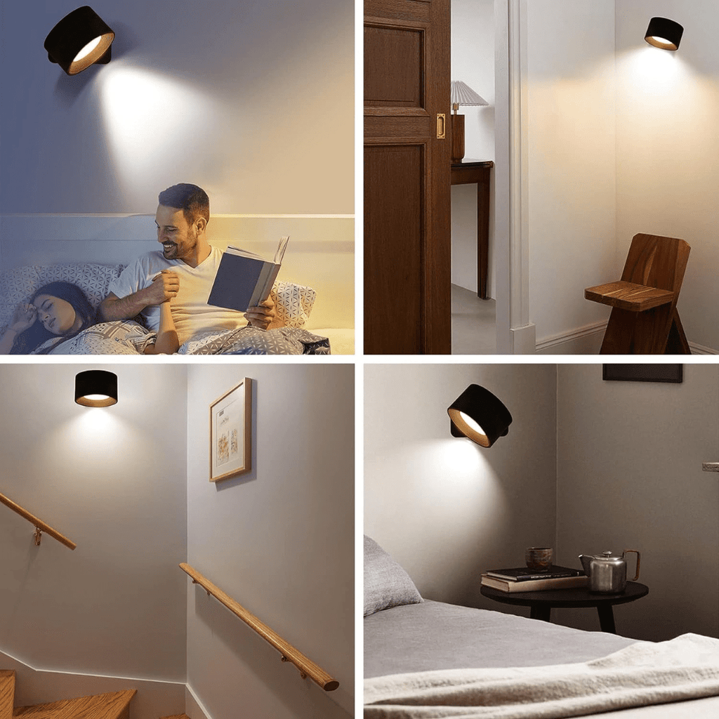 Lampe murale rechargeable – pivotante à 360°, sans fil et polyvalente