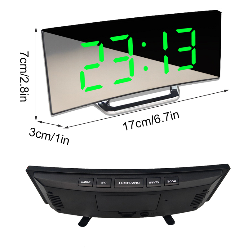 Horloge numérique | Réveil miroir LED | Dimming automatique sans éblouissement | CurveClock