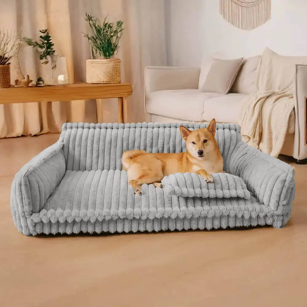 Canapé orthopédique pour chiens en velours côtelé – lit confortable pour chiens