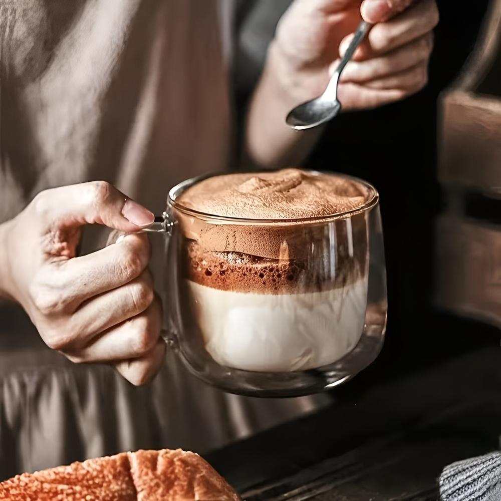 Tasses à Café Double Paroi 300 ml – Ensemble en Verre Borosilicaté pour Cappuccino & Thé, (2/4/6) pièces