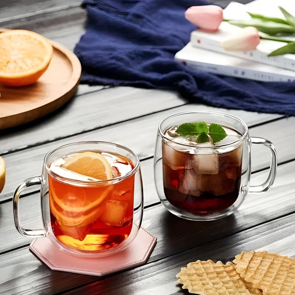 Tasses à Café Double Paroi 300 ml – Ensemble en Verre Borosilicaté pour Cappuccino & Thé, (2/4/6) pièces