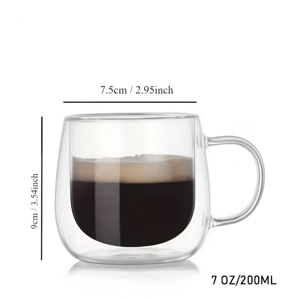 Tasses à Café Double Paroi 300 ml – Ensemble en Verre Borosilicaté pour Cappuccino & Thé, (2/4/6) pièces