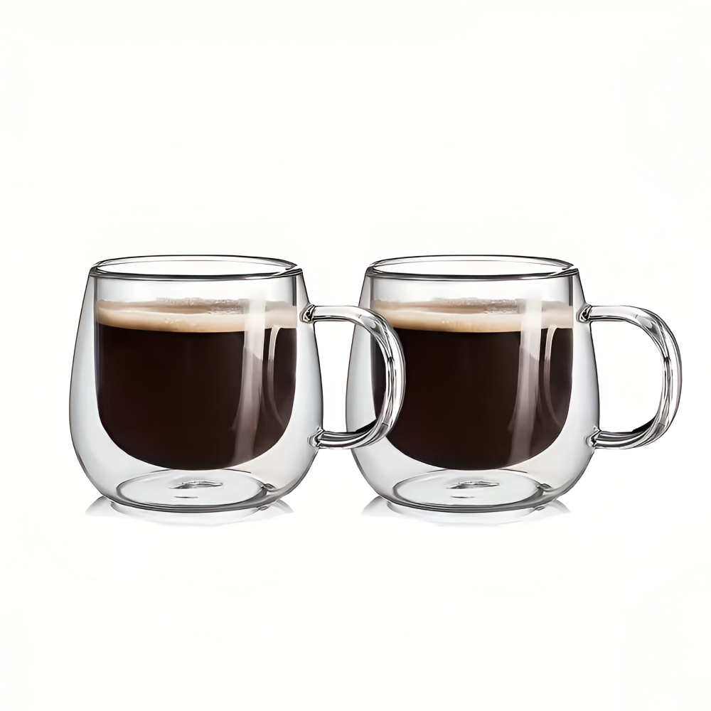 Tasses à Café Double Paroi 300 ml – Ensemble en Verre Borosilicaté pour Cappuccino & Thé, (2/4/6) pièces