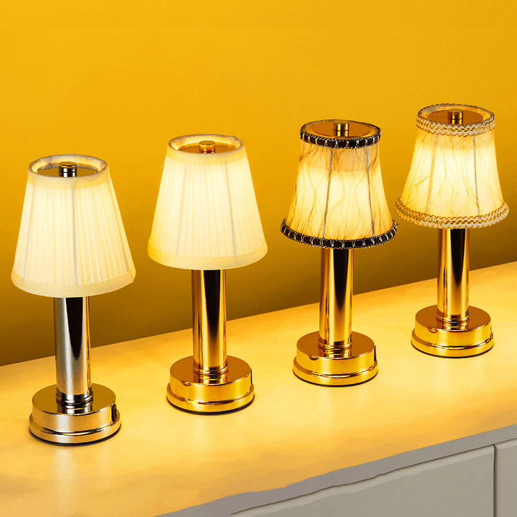 Lampe de table LED sans fil avec lumière dimmable et abat-jour en tissu