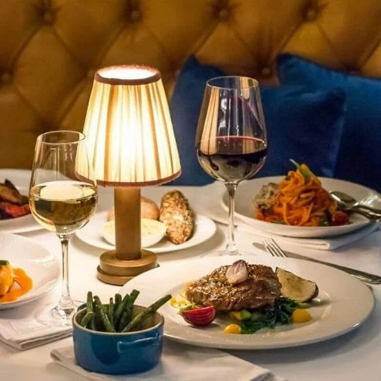 Lampe de table LED sans fil avec lumière dimmable et abat-jour en tissu