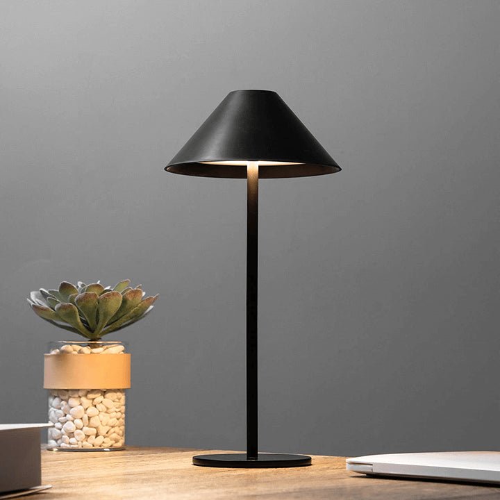 Lampe de table sans fil noire – rechargeable avec atténuation tactile