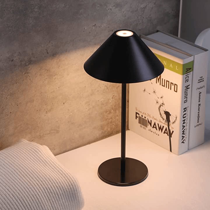 Lampe de table sans fil noire – rechargeable avec atténuation tactile