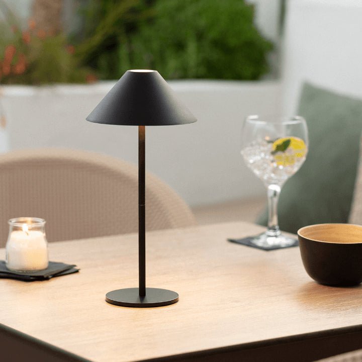 Lampe de table sans fil noire – rechargeable avec atténuation tactile
