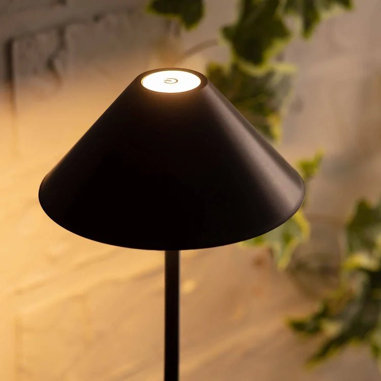 Lampe de table sans fil noire – rechargeable avec atténuation tactile