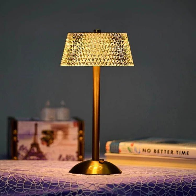 Lampe de table sans fil en cristal et métal – lampe LED élégante