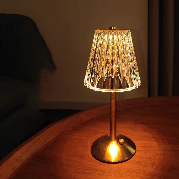 Lampe de table sans fil en cristal et métal – lampe LED élégante