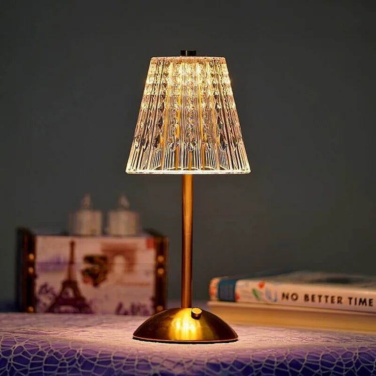 Lampe de table sans fil en cristal et métal – lampe LED élégante