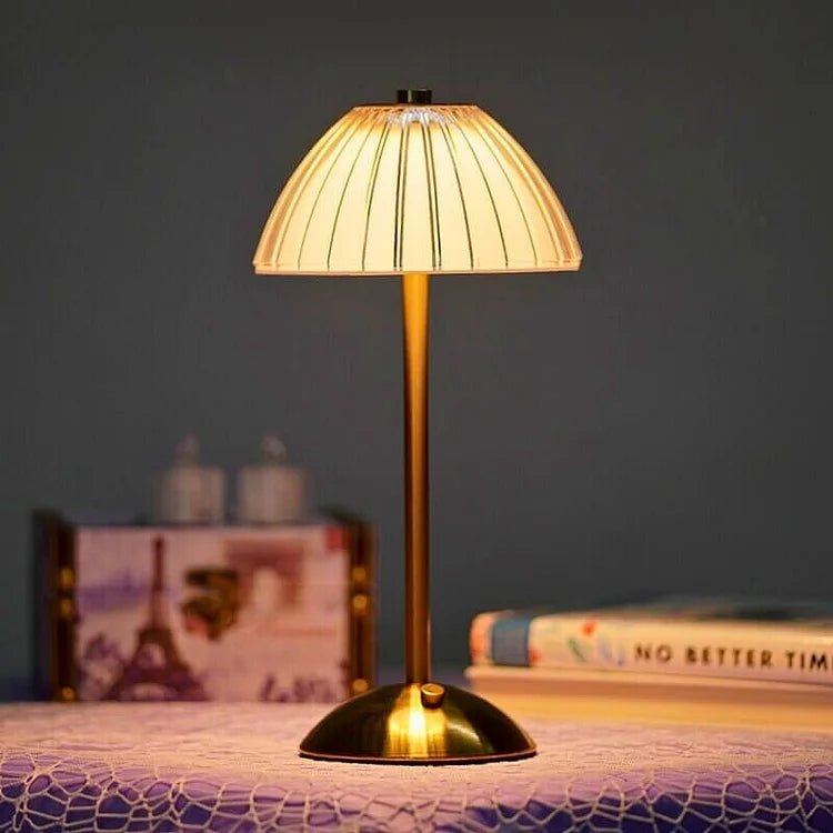 Lampe de table sans fil en cristal et métal – lampe LED élégante