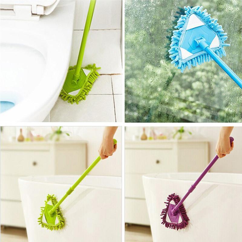 Mop de nettoyage triangulaire réglable et rotatif | Tête de mop à 180 degrés | Manche télescopique | Mop de nettoyage | Angle de mop