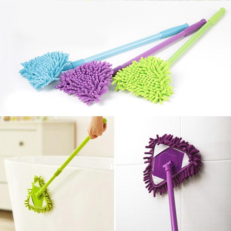 Mop de nettoyage triangulaire réglable et rotatif | Tête de mop à 180 degrés | Manche télescopique | Mop de nettoyage | Angle de mop