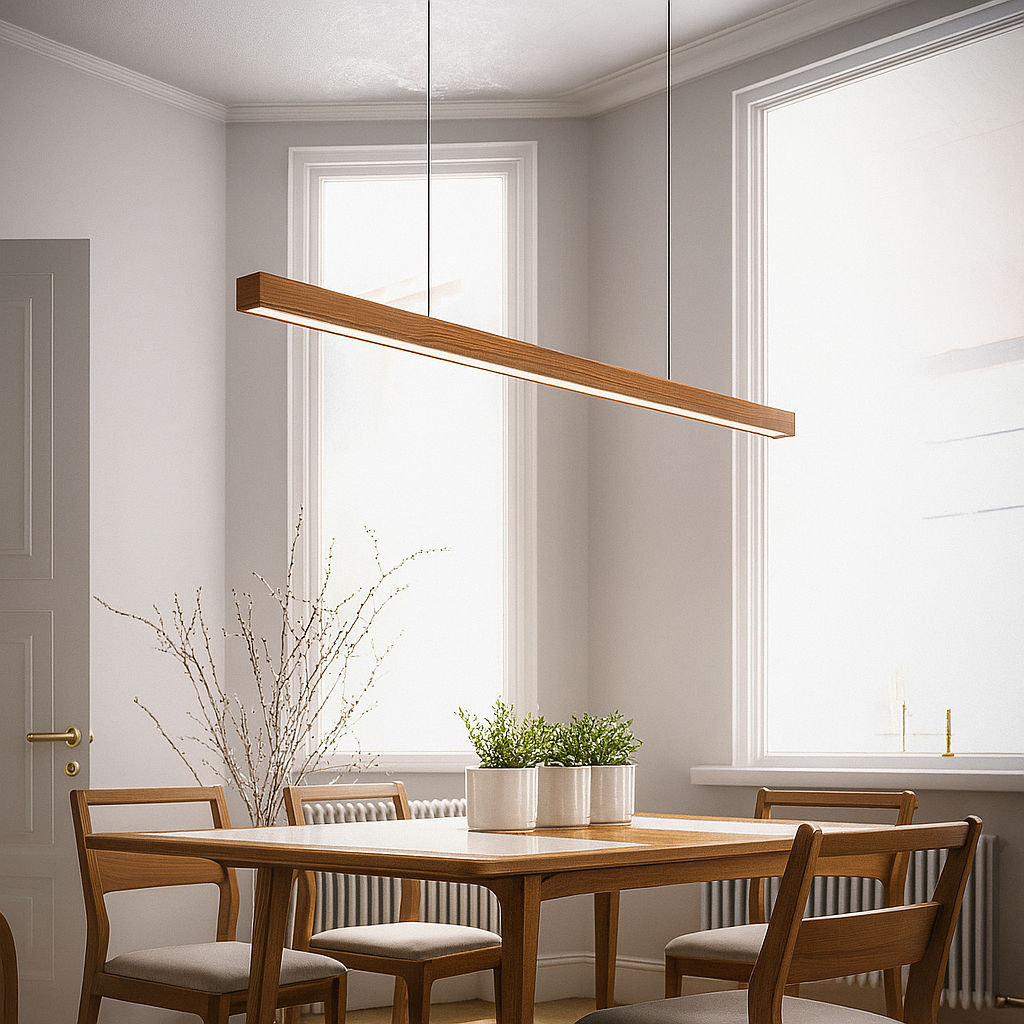Lampe suspendue linéaire en bois LED Gindo
