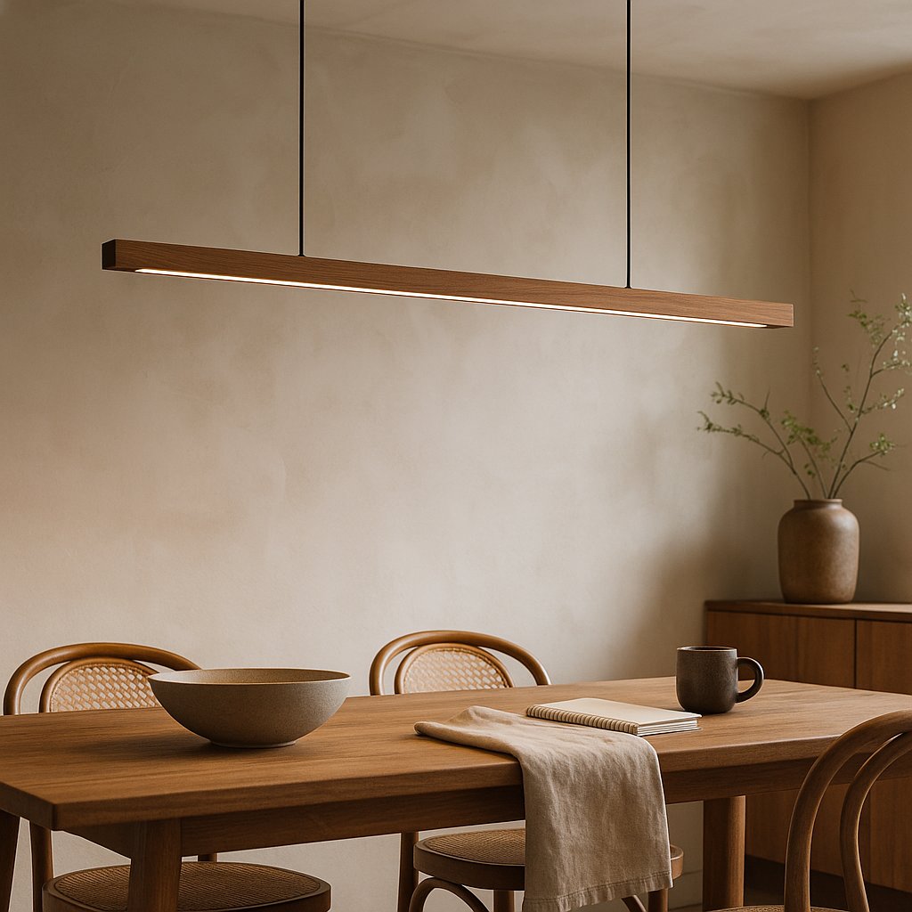 Lampe suspendue linéaire en bois LED Gindo