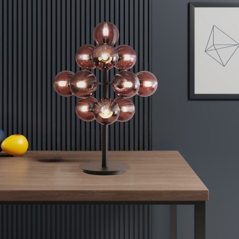 Lampe de table en métal et en verre – design élégant avec un abat-jour en forme de grappe de raisin