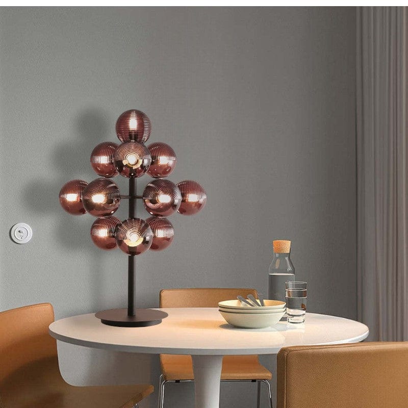 Lampe de table en métal et en verre – design élégant avec un abat-jour en forme de grappe de raisin
