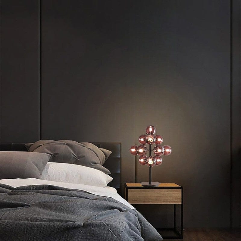 Lampe de table en métal et en verre – design élégant avec un abat-jour en forme de grappe de raisin