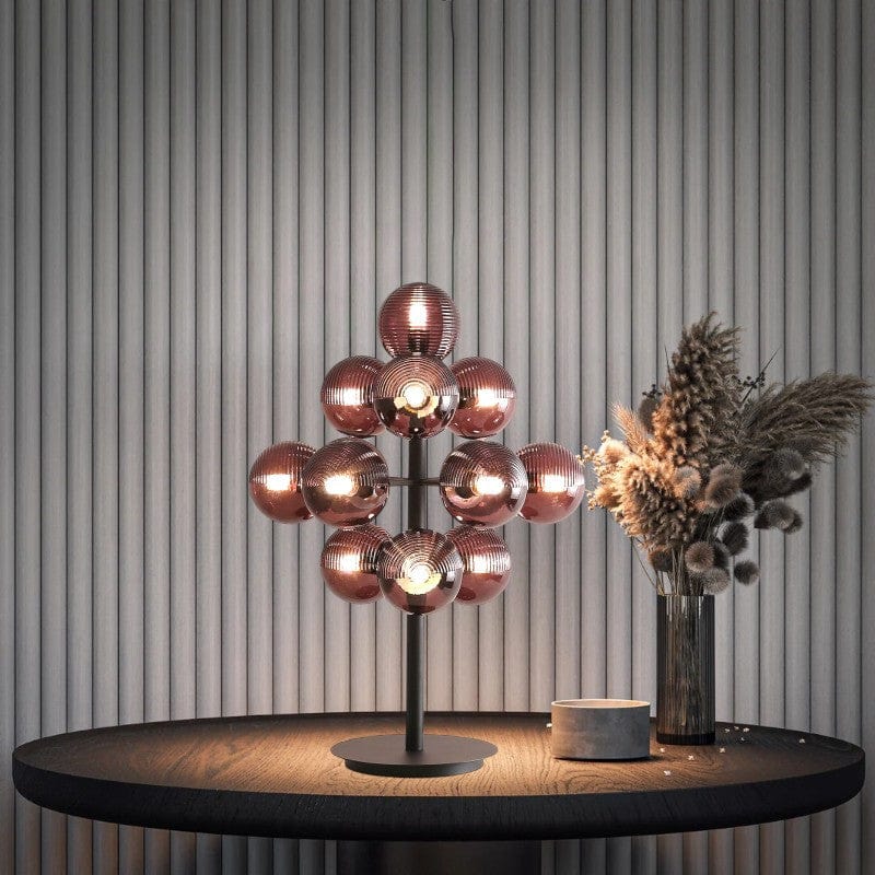 Lampe de table en métal et en verre – design élégant avec un abat-jour en forme de grappe de raisin